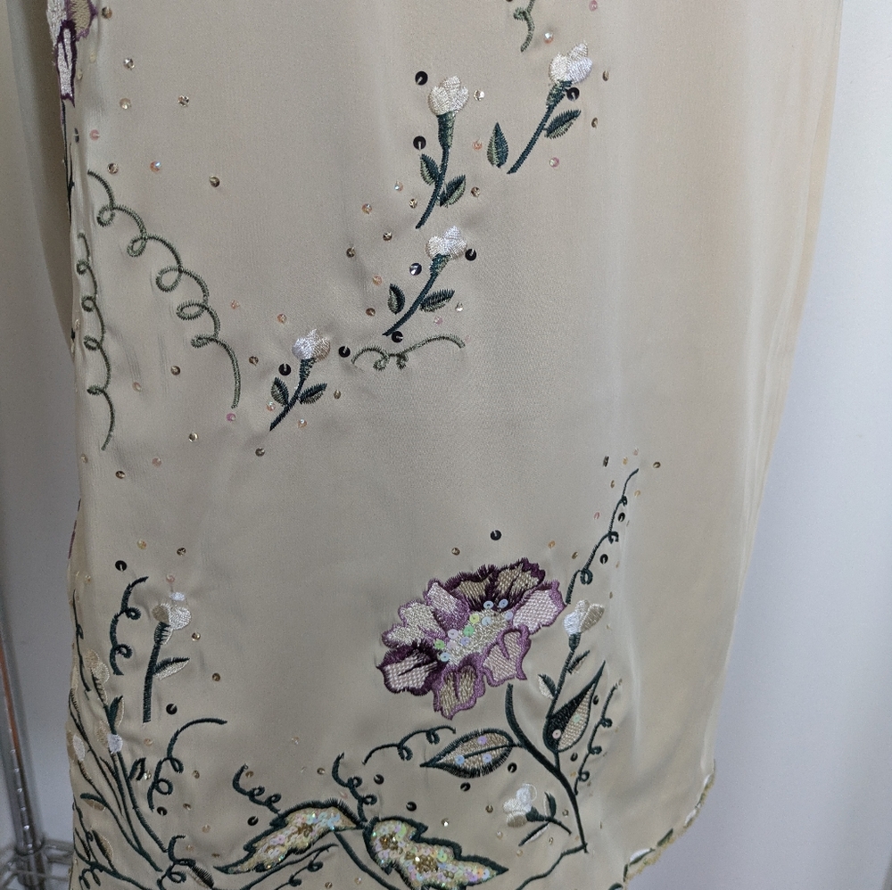 Vintage Spenser Jeremy Tan Embroidered Floral Special Occasions, Size M - Picture 8 of 14